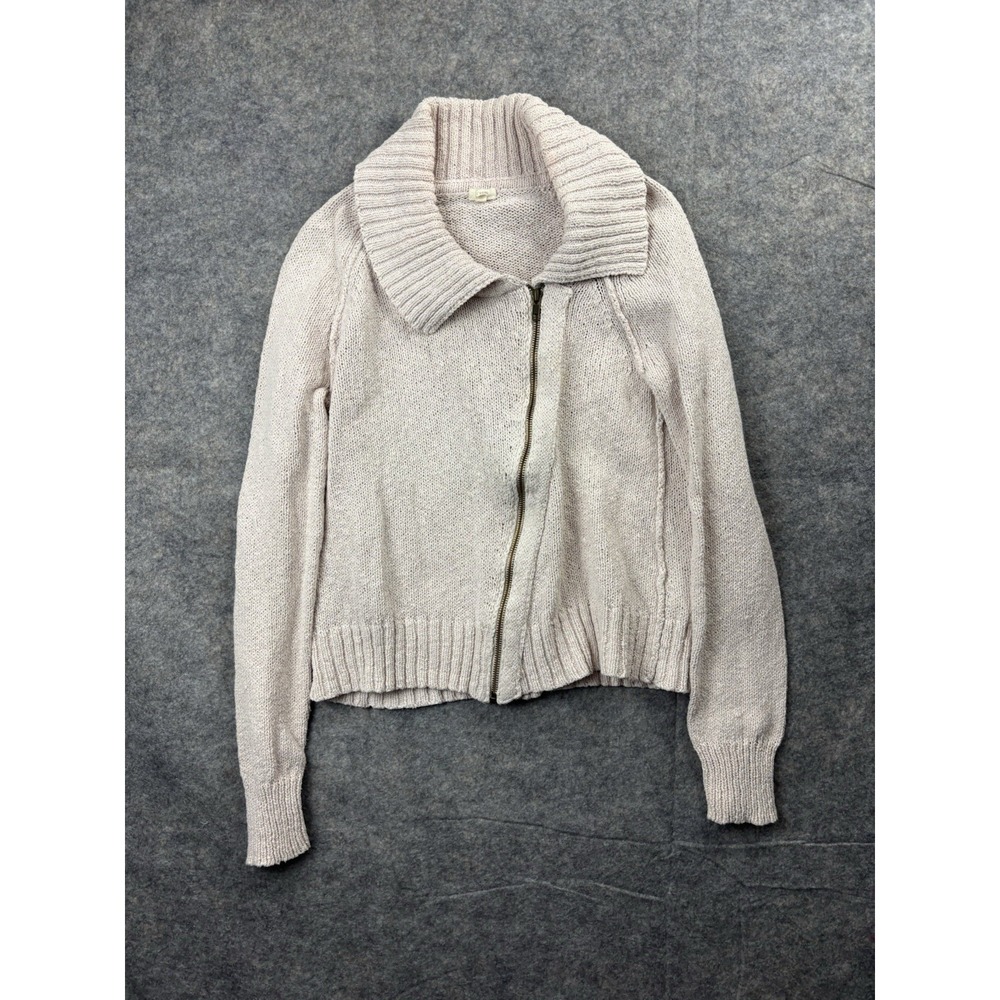 J.CREW Women's Size M Knit Cotton Zip Up Sweater Jacket Baby Pink Girly Coquette